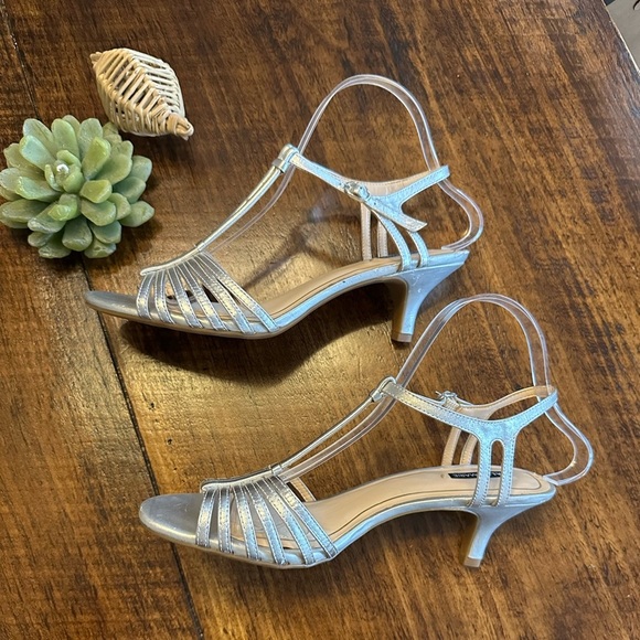 Alex Marie | Silver Metallic Strappy Heeled Sandals - Picture 3 of 9